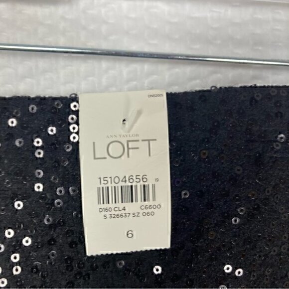Loft Skirt Womens Size 6 Black Sequin Wool Blend Pockets Mini Date Night NWT - Picture 7 of 8
